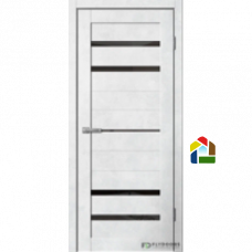 Дверь межкомнатная  Barn B03 бетон светлый черное стекло